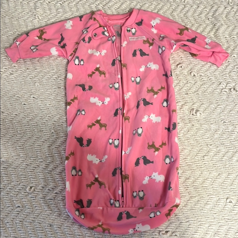 Pink Baby Sleep Sack with Animal Print